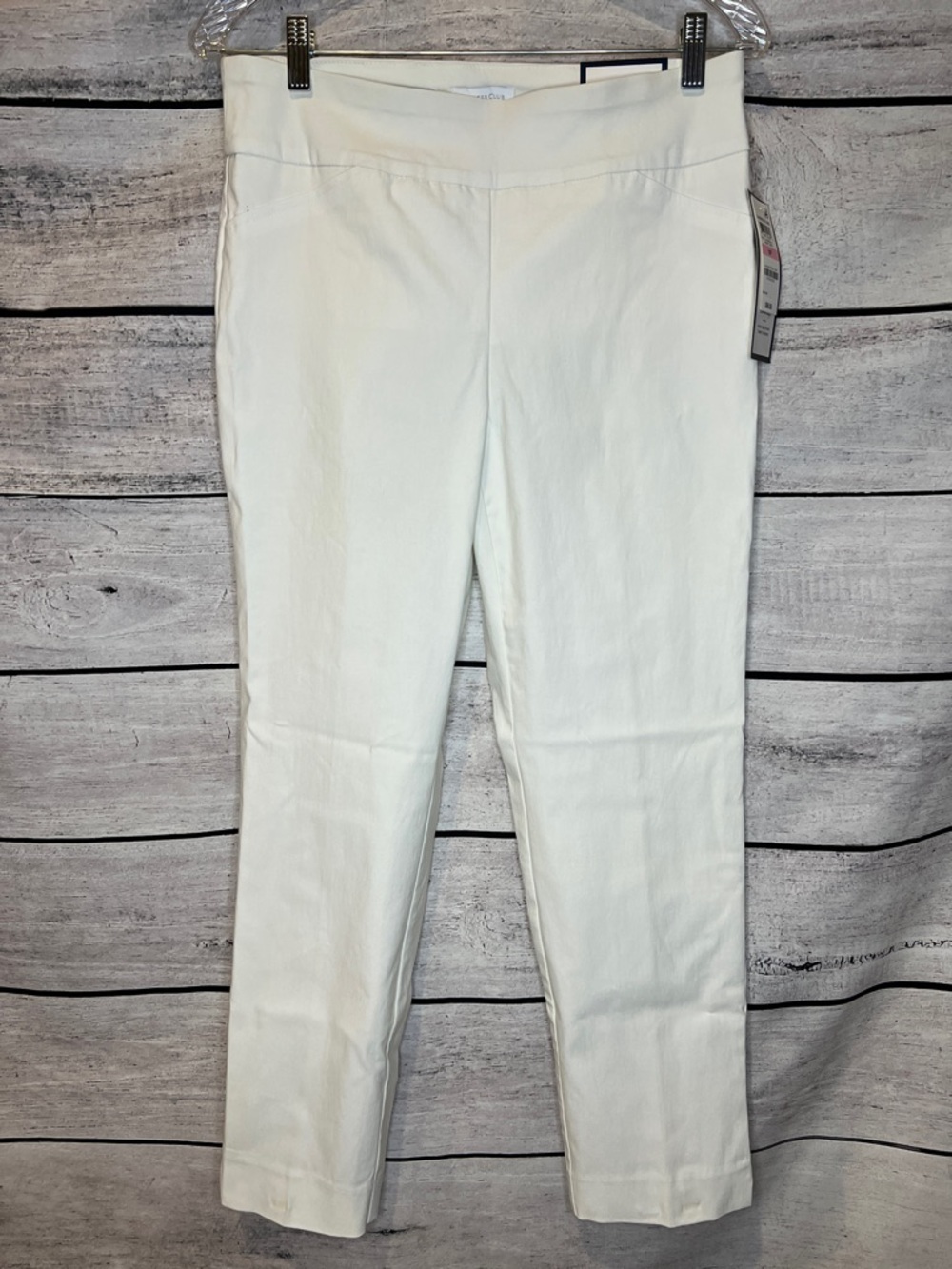Charter Club White Straight Pull-On Dress Pants Cambridge Slim Leg 10P Stretch